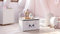 KOBI Coffre a Jouets DARIA | 42 x 73 x 40 cm | Coffre de Rangement Enfant | Caisse pour Jouet | Garcon et Fille | Bac a Jouet Chambre Enfants Bebe | Blanc avec Chat Rose