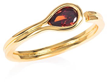 namana Zierlicher roter Ring für Damen und Teenager-Mädchen, einfacher vergoldeter Ring für Frauen mit einem roten Stein, verstellbare Goldringe, vergoldeter Damenring für Frauen, Teens und Mädchen