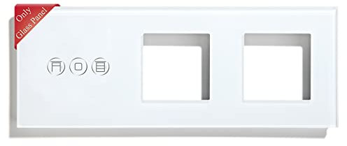 BSEED Panel de marco de vidrio con marco doble para WiFi Interruptor Persiana y enchufe doble,cristal panel de vidrio para WiFi Interruptor Persiana y toma de Blanco 228 mm