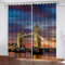 Vorhang Blickdicht mit Ösen London Bridge Verdunkelungsvorhang 2er Set, Modernes Stadtbild Polyester Schallschutz Gardinen für Jungen Mädchen Wohnzimmer Schlafzimmer Vorhänge B 200 X H 160 cm