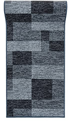 Mazovia rutschfest Teppich Läufer Flur - Modern Geometrische Muster Teppichläufer - Kurzflor Flurläufer für Vorzimmer, Küche - ÖKO-TEX Zertifiziert - Meterware Grau - 80 x 1000 cm