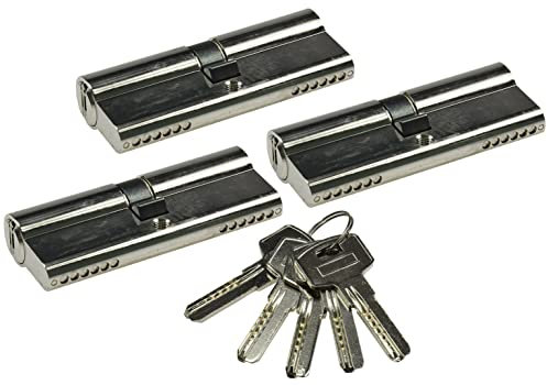 Jeu de cylindres de serrure 3x 80mm (40+40mm) avec 5 clés