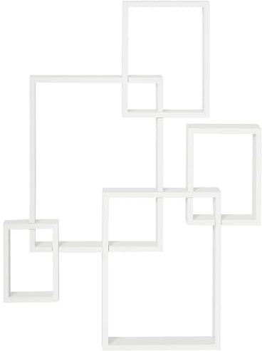 HOMCOM Floating Shelves, Wall Mounted Interlocking Cube Shelves, White | Display Wall Shelf, for Living Room, Bedroom, Hallways
