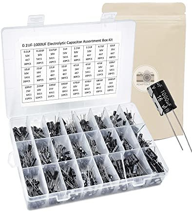 Boite 24 Types différents de condensateurs 0.1 µf a 1000µf Lot de 500 Composants electronique a souder