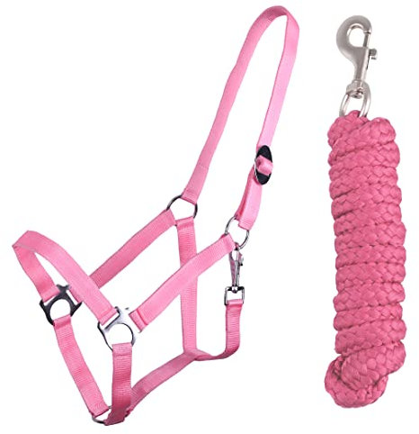 QHP Halfter-Set Beginner Halfter + Führstrick Heavy Karabinerhaken (Minishetty, Flamingo pink)
