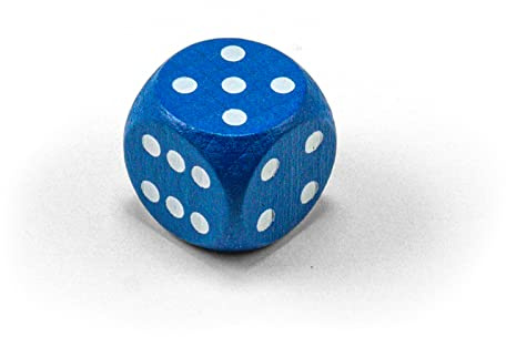 Waldfelsen Einzelne Bunte Holzwürfel Augenwürfel aus Holz in 20 frei konfigurierbar | Spielmaterial Zubehör Würfel 16 mm W6 D6 Standardgröße Knobel Dice 6-seitig (Blau-weiß)