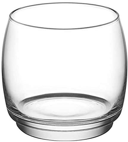 Tradineur - Set de 6 vasos de cristal con base gruesa, modelo Lune, resistentes, aptos para lavavajillas, servir whisky, licores, refrescos (325 ml, 8 x 7,5 cm)