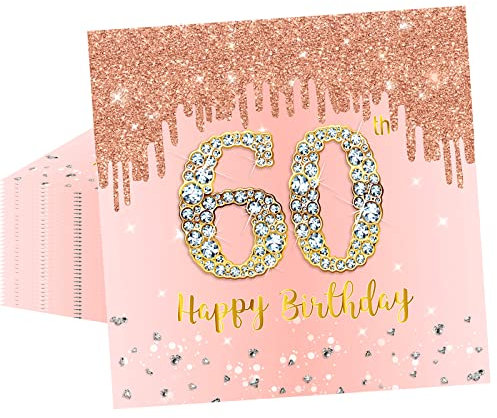 20 Stück Roségold Papier Party Servietten Tischdeko 60. Geburtstagsdeko Servietten Hochwertige Papierservietten für Frauen Geburtstag Party Deko Partyzubehör zum Thema Roségold