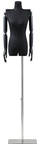 Dummy Schaufensterpuppe weibliche Schaufensterpuppe Torso Körper, Dummy Modell Requisiten mit Holzarmen, Modepuppen Halbkörper Kleiderform, 120-190 cm höhenverstellbare quadratisch