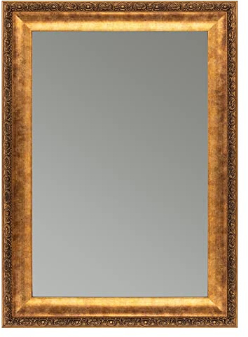 CLAMARO 'FRANZ' Antik Wandspiegel 50x70 cm mit Rahmen | Bronze Antik | Shabby Chic Vintage Barock Spiegel mit Holzrahmen | Barockspiegel inkl. Metall Aufhänger und Montagematerial