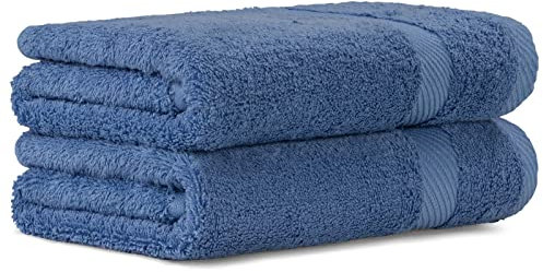 Luckytowel Handtücher Set 50x100 cm 100% Baumwolle, Handtuch-Set 2er Pack Blau