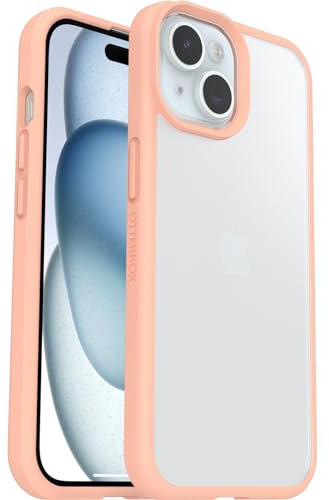 OtterBox React Series Hülle für iPhone 15, stoßfest, sturzsicher, ultraschlank, schützende Hülle, Getestet nach Militärstandard, Transparent/Peach