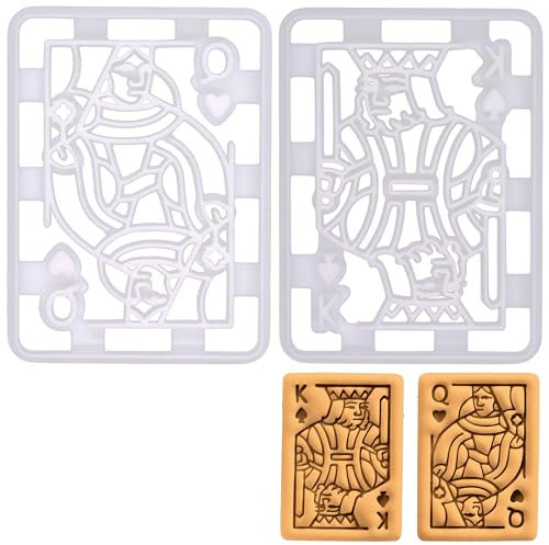 BAKERLOGY Set of 2 King of Spades and Queen of Hearts Poker Card Cookie Cutters