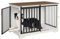Hzuaneri Hundekäfig Möbel, 100cm hundebox für zuhause, Schiebetüren, 2 Tür, Moderne hundebox Holz Indoor für kleine/mittlere/große Hunde, Hundekäfig für Zuhause, 60 x 100 x 68 cm, Weiß Braun