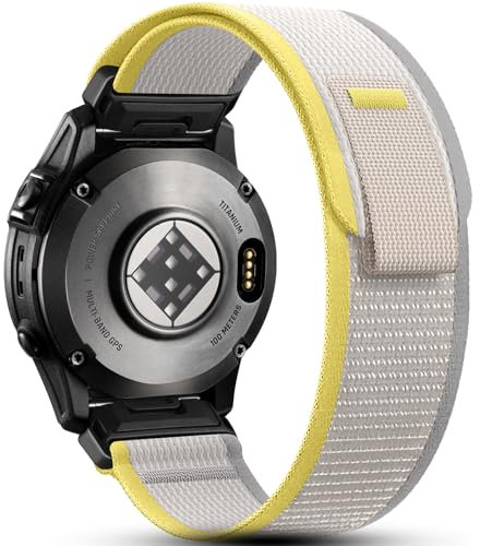 Easuny 22mm Uhrenarmband Kompatible mit Garmin Fenix 6 Pro/Fenix 7/Fenix 6 Armband, Nylon QuickFit Sport Wrist Band für Forerunner 945/965/Instinct/Instinct 2/Instinct 2 Solar,BeigeGelb