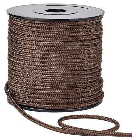 PH PandaHall 50m Cordon en Nylon, 3mm Corde de Stores Marron Corde de Parachute Cordon d'ombrage tressé pour cintres muraux, Sacs, plaques inférieures pour Camping et randonnée Activités extérieures