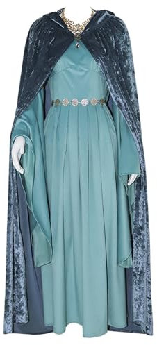 AYYOHON Arwen Kostüm Königin Prinzessin Arwen Kostüme Erwachsene Frauen Mittelgroße Renaissance Kleid Halloween Cosplay Verkleidung 3XL