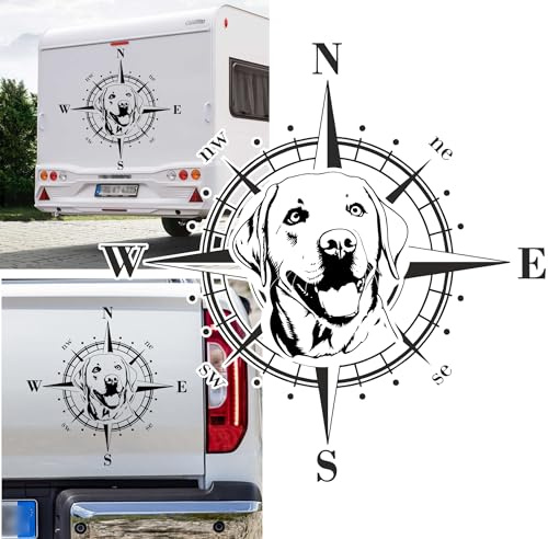 Rakelfix Kompass Labrador Retriever Lab Typ.2 Aufkleber Hund Hunde Sticker Auto Camper Wohnmobil Caravan Autoaufkleber Wohnwagen Sticker Kompassrose