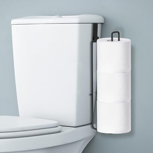 EstZMB Toilet Paper Holder, Stainless Steel, Over The Tank, 3 Roll, Black, 1pc