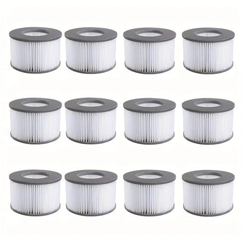 Vokowin Ersatzfilter für MSPA Whirlpool Ersatzfilter-Kartusche Wasserfilter, Filter für Whirlpool und heiße U-Boote sowie Spas, Aufblasbare Pools, Wasserfilter Modell ab 2020, Packung à 12