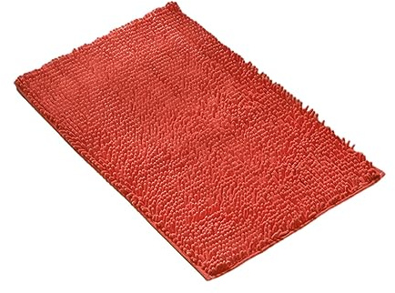 siduytin Weiche Textur und kein loser Faden – Chenille Schlafzimmermatte, saugfähige Polyester Bodenmatte, Badezimmer Badematte, Badvorleger, Orange Rot, 40cm*60cm