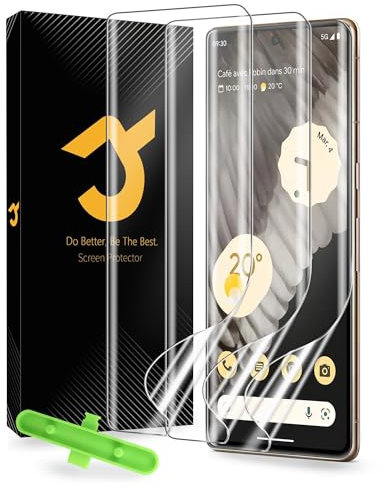 HPTech 3 Stück Schutzfolie für Google Pixel 7 Pro/Pixel 6 Pro folie [Nicht-Glas], 100% Fingerabdrucksensor Kompatible, Selbstheilung in 10 Sekunden, 3D-Vollabdeckung