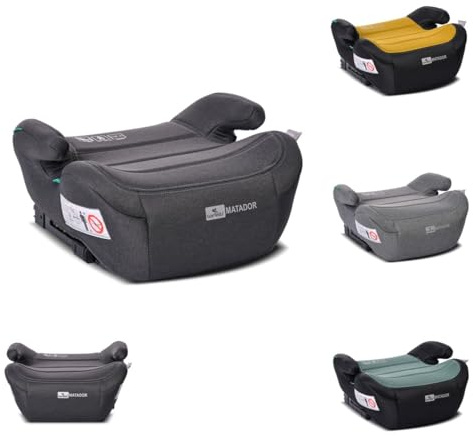Lorelli Sitzerhöhung i-Size Matador (125-150cm) Kindersitz, Isofix, Armlehne, Farbe:schwarz