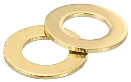 sourcing map M4 Flat Washer, 150 Pcs Brass Ring Flat Washers 8mm OD 0.5mm Thick Metal Sealing Gasket Ring for Screws Bolts Nuts