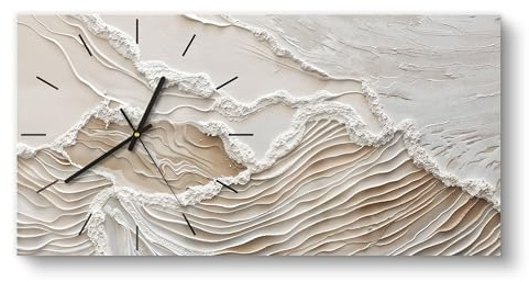 DEQORI Glasuhr | vertikal 60x30 cm | Motiv Sandwellenzauber | große XXL Design Uhr aus Glas | leise Wanduhr für Wohnzimmer & Küche | moderne Hingucker Uhr für die Wand
