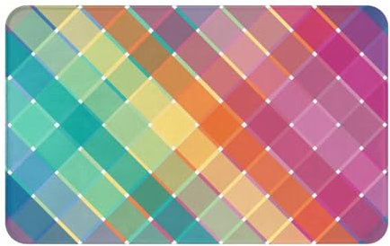 KemEng Bunte Regenbogen Multicolor Plaid Streifen, Weiche Badematte, Fußmatte, Badematte, rutschfeste Bodenmatte, saugfähige Badezimmerunterlage, 49 x 80 cm