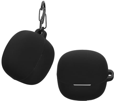 kwmobile Custodia Silicone Cuffie Compatibile con Xiaomi Buds 5 Cover - Custodia Porta Auricolari con Moschettone - Case nero
