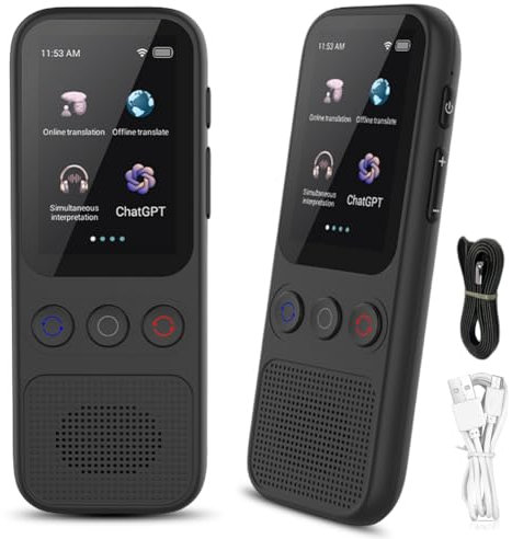 Sprachübersetzer Gerät, Offline Sprachübersetzer 138 Sprachen Online Übersetzer Smart Translator AI Unterstützt WLAN, Offline-Übersetzung, Foto & Sofortige Übersetzung für Unternehmen Lernen Reise