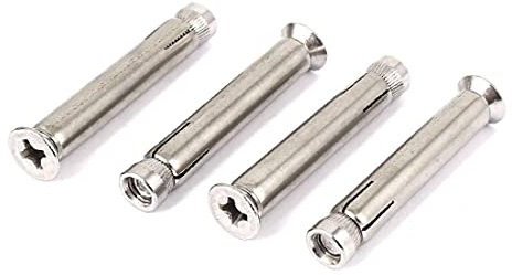 Pernos de expansión Pernos de expansión, pernos de anclaje, rosca M8, 70 mm de largo, cabeza plana avellanada, perno de expansión, 4 piezas
