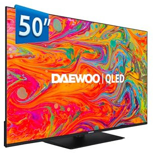 Daewoo 50DM65QV - QLED Smart TV 50 Pulgadas 4K HDR, Dolby Vision & Dolby Atmos, Compatible con Alexa, Peana Central, Diseño sin Marcos