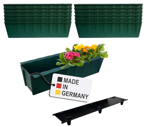 BURI 12 Euro-Paletten Blumenkästen-Einsätze inkl. Bewässerungsmatte | 37,3cm Dunkelgrün | Pflanzkasten für Europalette Palette | Balkonkasten | Blumentopf | aus stabilen Kunststoff | Made in Germany