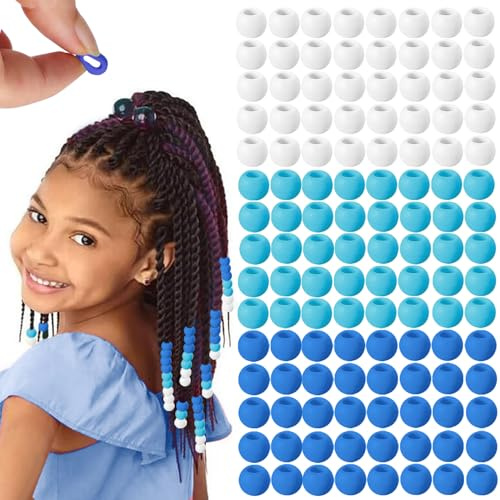 Perles de cheveux en silicone pour femmes et filles, perles poney colorées et douces en vrac pour enfants, filles, femmes, accessoires de cheveux pour tresses (bleu)