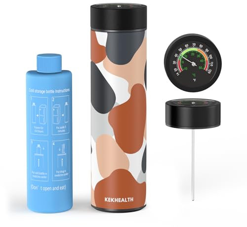 KEKHEALTH Nevera Medicamentos Portatil 60H, Nevera Insulina Viaje TSA con Termómetro Mecánico de Esfera Grande y Bolsa Biogel - Nevera Portatil Insulina Compacta para Fármacos