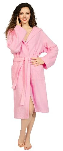 nice homeit Accappatoio Unisex per Donna/Uomo con Cappuccio – In Spugna di Cotone 100% OEKO-TEX – Morbido, Assorbente, – Design Italiano (IT, Testo, S, Regular, Regular, ROSA)