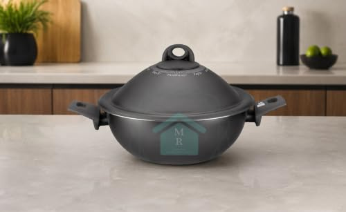 VapSì Wok - Vaporiera Antiaderente Diamond 6 strati con Griglia-Coperchio a Cupola fondo Induzione
