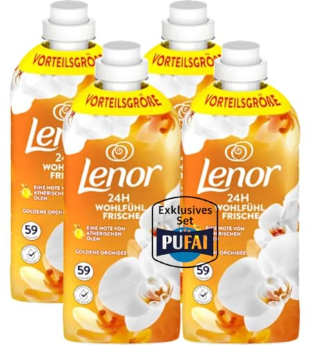 Weichspüler – Goldene Orchidee Duft – 59 WL – 1,239 l – 4er Pack – Für weiche & luxuriös duftende Wäsche