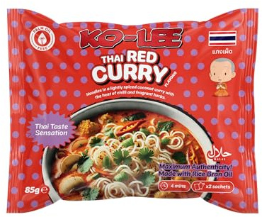 KOLEE Thai Sensation Instant Noodles – Red Curry Flavour | Spicy & Creamy Thai Classic | 85g (Pack of 22)
