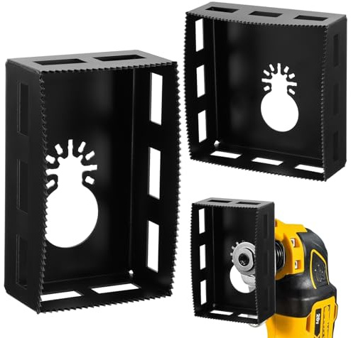 2 Pcs Square Slot Drywall Outlet Cutter for Dewalt 20V & Milwaukee M18 | Oscillating Multi-Tool Electrical Box Saw Blade, Hardened Steel Single Gang Wall Box Cutter, One-Step & Precise Cutting