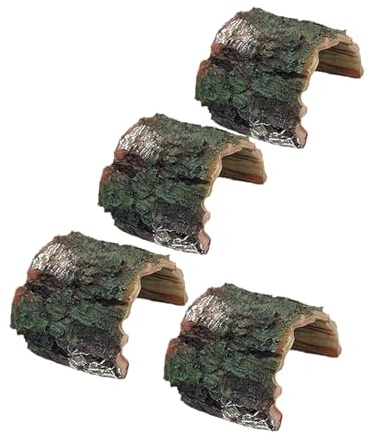 Alasum 4 Stück Schildkröten Sonnenplattform mit Kletterrampe und Aquarium Höhle aus Harz Sonneninsel und Versteck für Reptilien und Wasserschildkröten