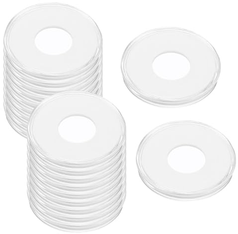 QUARKZMAN 20 Pcs Capsules pour Pièces De 46mm, 5 Tailles (19/24/29/34/39mm) Boîtiers Ronds en Plastique Transparent avec Joint en Mousse Réglable pour Protéger Les Pièces, Transparent