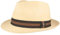ORIGINAL Panama-Hut | Stroh-Hut | Sommer-Hut aus Ecuador – Schmaler Trilby - Handgeflochten, UV-Schutz, Bruchschutz - Natur (blau-braunes BD), S