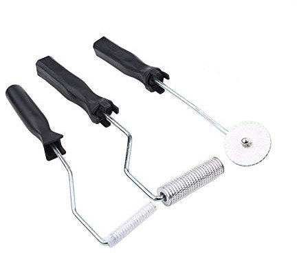 Ensemble de Roues à aubes en Fibre de Verre Fdit, Mousse, Outil de Rouleau 3 pièces en Verre pour résine Composite Moule Moule Baignoire réparation Bateau, Argent, 3 pièces