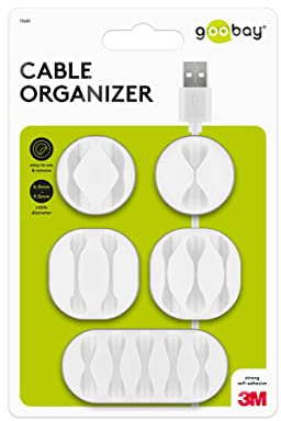 goobay Kabel-Clips Set 5 Stück Verschiedene Größen weiß