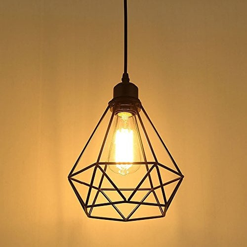 MAXDUYU Vintage Pendelleuchte Hängelampe Käfig Hängende Lampe, E27 Lampen fassungstyp, Retro Lampenschirm Licht für Küche,Stab,Wohnzimmer Schwarz Farbe
