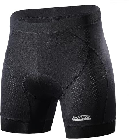 Souke Sports Herren Radunterhose Herren Radfahren Unterwäsche 4D Gepolstert Atmungsaktiv Fahrrad Unterwäsche Short mit Rutschhemmendem Beingreifer