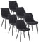 WOLTU Esszimmerstühle 6er Set Küchenstuhl Polsterstuhl Wohnzimmerstuhl Sessel mit Rückenlehne, Sitzfläche aus Leinen, Metallbeine, Dunkelgrau BH206dgr-6